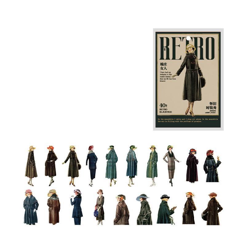 

40pcs Vintage Fashion Show Decorative DIY Craft Stickers Retro characters Scrapbooking Material Label Diary Supplies