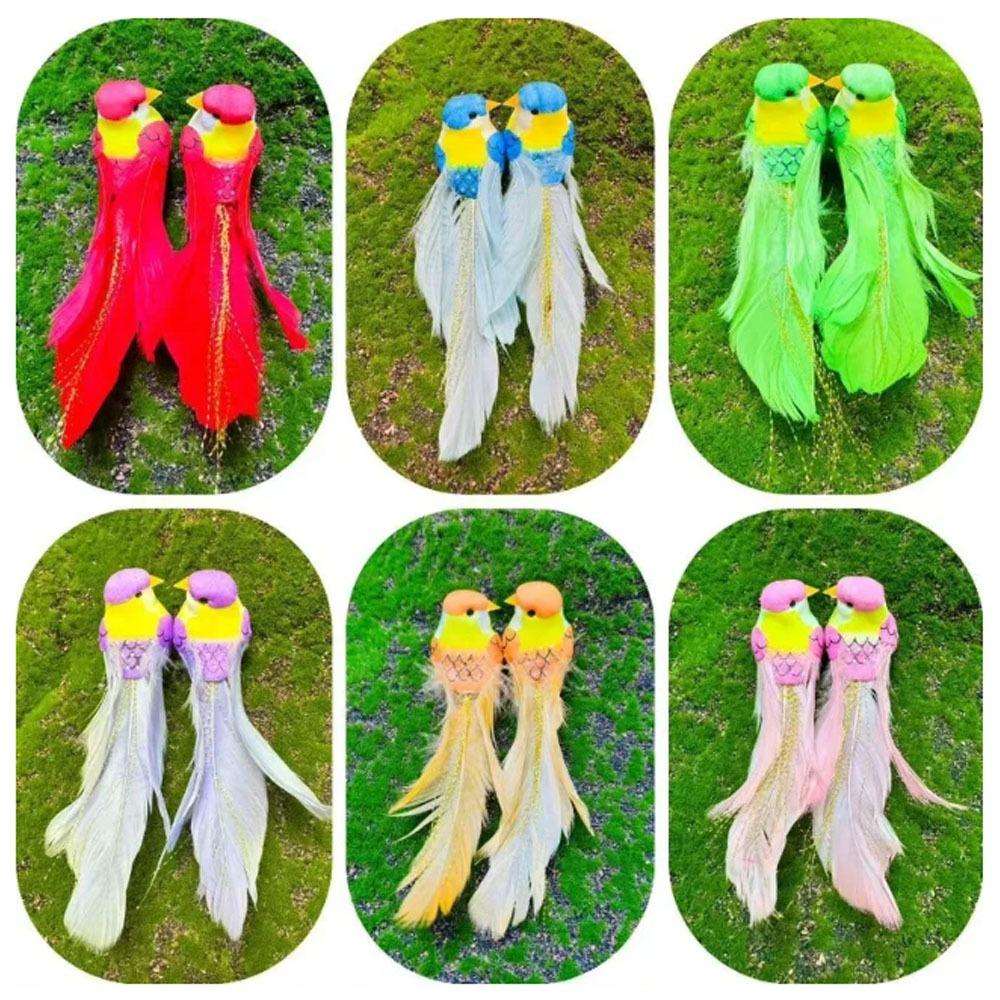 2/12Pcs New Colorful Simulation Birds with Clip Statue Artificial Foam Feather Birds Fake Bird Wedding Festival Home