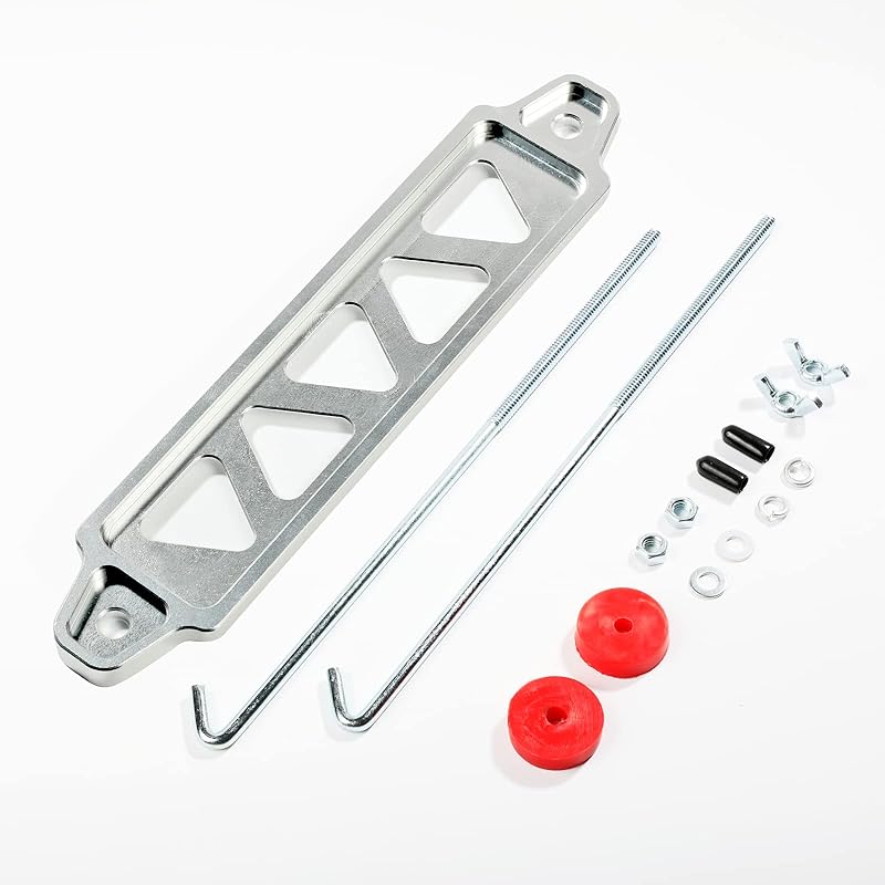 Battery Hold Down Bracket Holder, Car Battery Holder Kit With 10In J Bolts,Aluminum Alloy Battery Tie Down Mount Bracket, Battery Tray For Car
