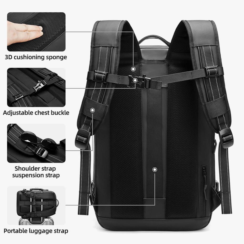 Denash 25L 30L 60L Vacuum Seal Travel Backpack, Lockable Carry-On Suitcase Luggage, Expandable Air Compression Vacuum System