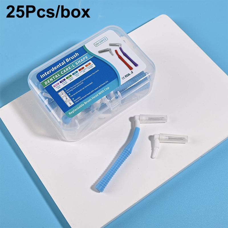 Replaceable Interdental Brush With Dust Cover Soft Mini Brush L-type Tooth Floss Cleaning Between Teeth Oral Care Toothpicks