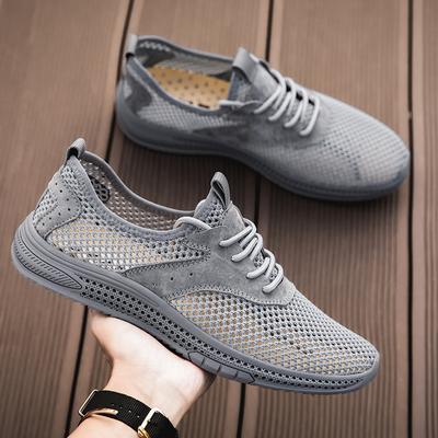 FashionFashionable Men's New Fly Woven Breathable Mesh Shoes for Summer Outdoor Round Comfort and Anti Slip Men's Low Top Sports Shoes