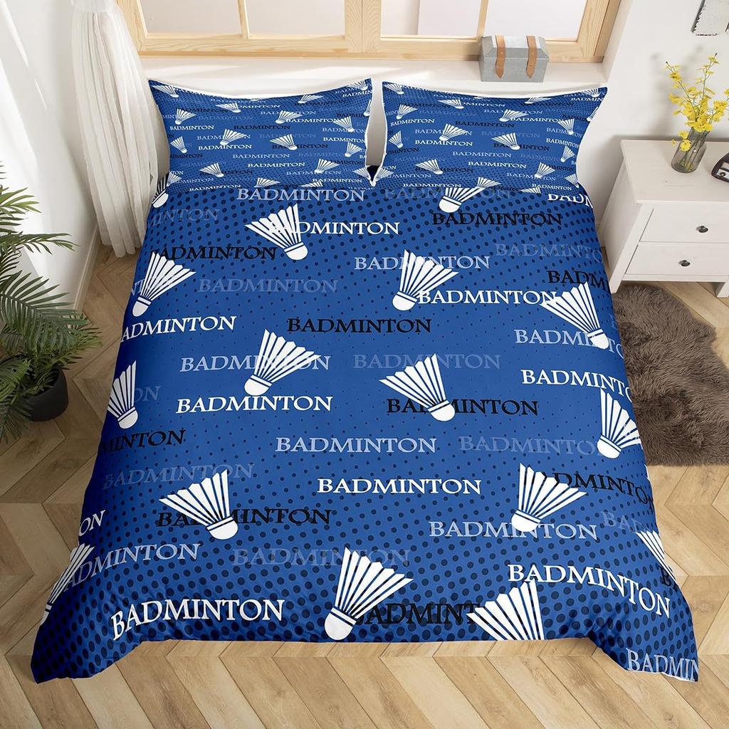 Sports Badminton Duvet Cover Fluorescent Green Pink Badminton Racket Bedding Set Sports Game Comforter Cover Fashion Quilt Cover