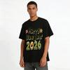 Happy New Year 2026 Printed Casual Loose Fit Festive Top Pure Cotton T-shirt