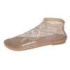 Summer New Colored Rhinestone Flat-bottomed Beach Sandals Women's Large Size Breathable Mesh Hollow Women's Sandals