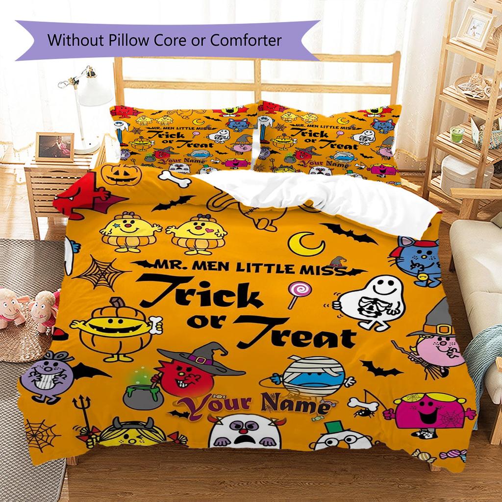 Sig. Biancheria da letto con motivo personalizzato Little Miss da uomo, Set piumone Copripiumone Federa Regalo di Compleanno per la Casa(1 * copripiumino + 2 * federa, senza nucleo)