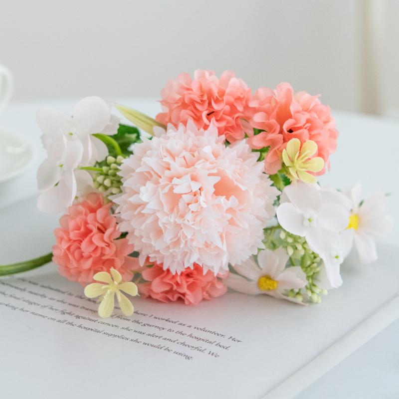 1Pc Artificial Flowers Wedding Home Bedroom Decoration Bridal Bouquet Garden Fake Silk Roses Hydrangeas Vase For Board Outdoors