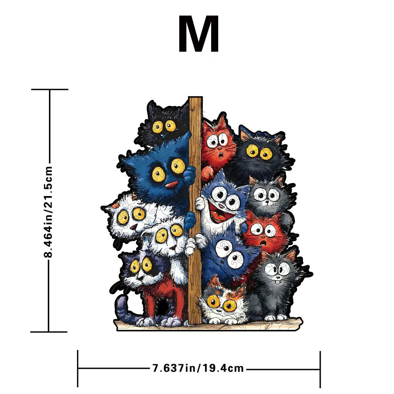 

Popular Cartoon Cat Wooden Puzzle - Irregular Shaped Educational Toy Gift