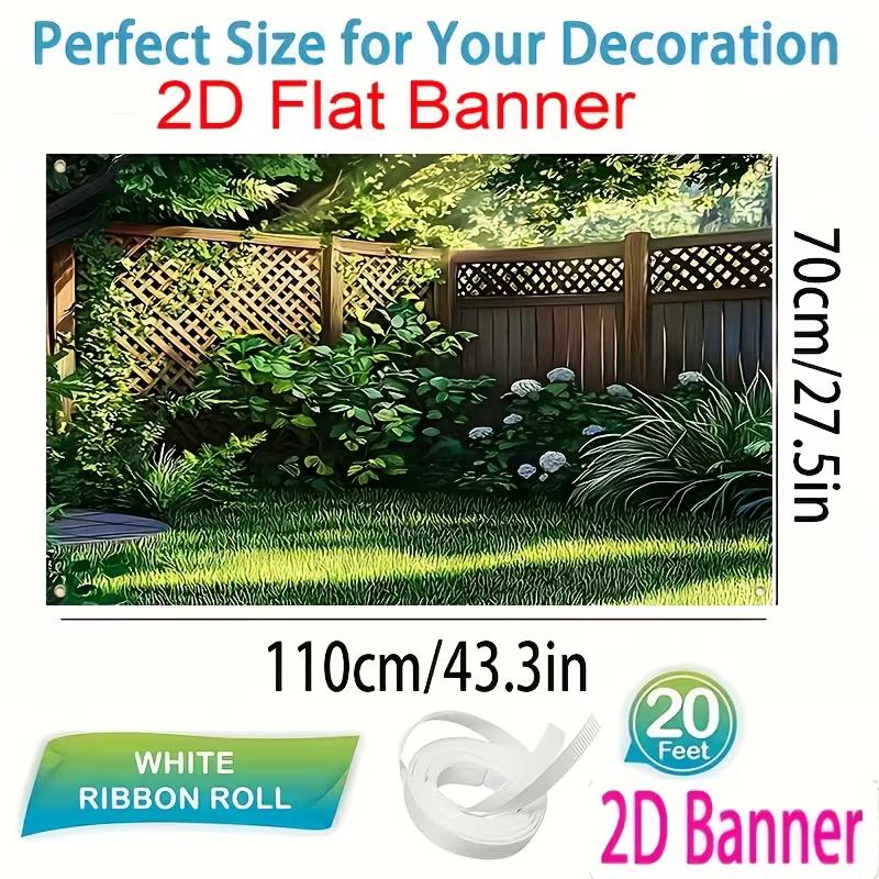 2D Garden Plant Wood Grid Fence Background Cloth Live Stream Photography Backdrop
