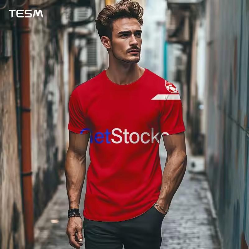 Summer Men's T Shirt Casual Round Neck Loose Tops Fashion Color Contrast Print T Shirt for Men Funny 3D Tee Street Trend Clothes