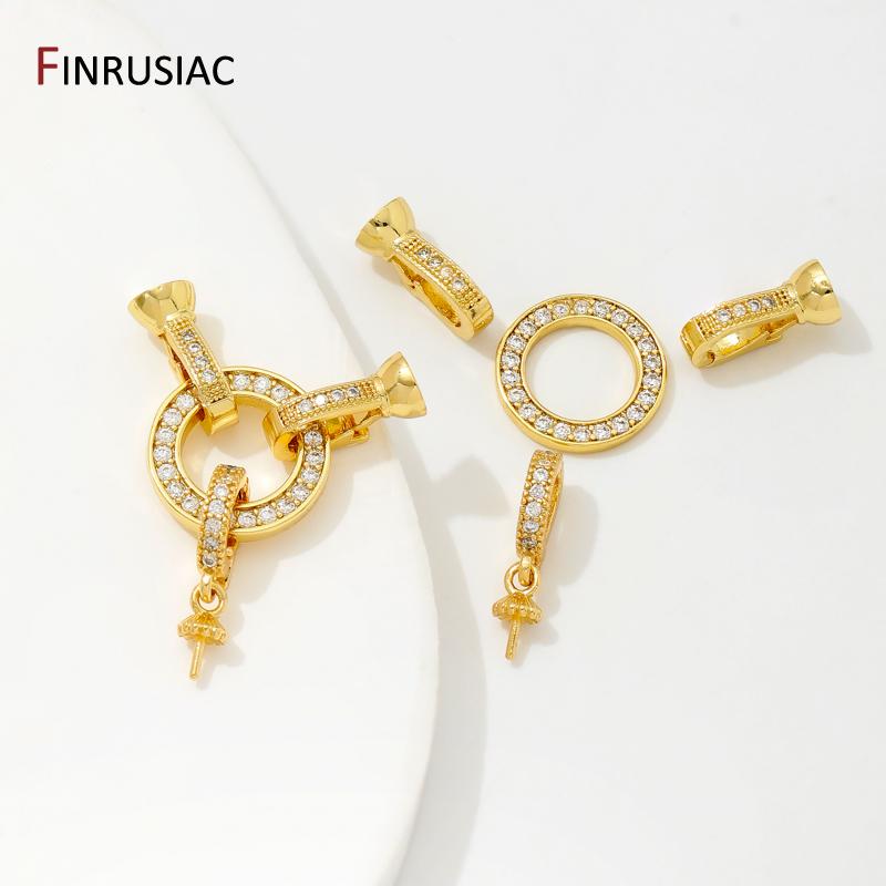 18K Gold Plated Brass Lock Clasps With Pearl Pendant Mounting Findings,Fasteners For Bracelets,Connectors For Jewelry Making