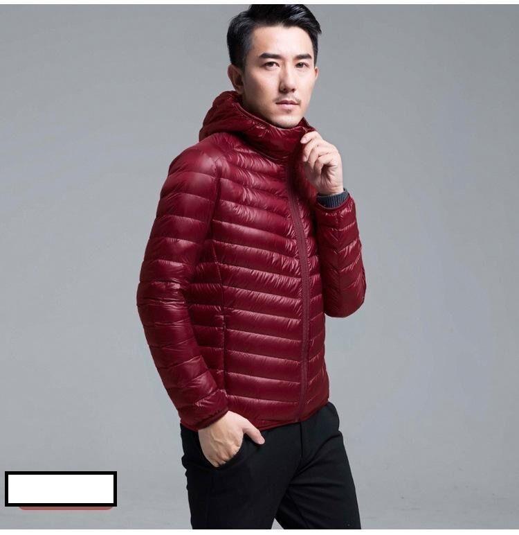 Herren Winterjacke Leichte Daunenjacken Tragbare Kapuzen-Pufferjacken Federdünne Parkas Winddichte Oberbekleidung Jacke