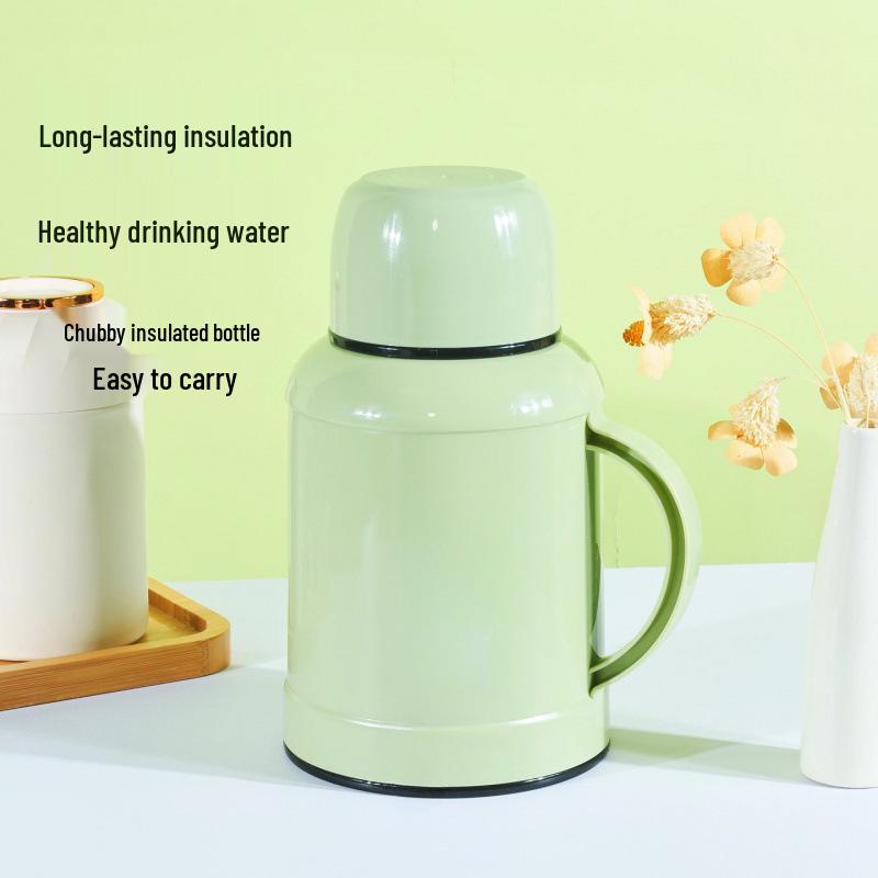 Household Thermos Flask: Large Capacity, Portable Thermal Insulation, Cold/Heat Retention, Available in White, Orange, Green.