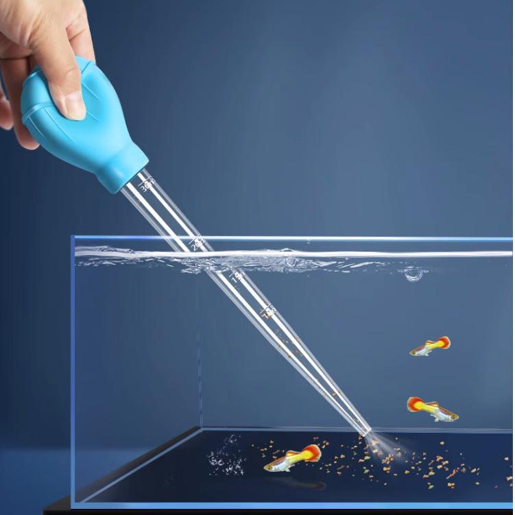 Kompaktowy syfon akwariowy i karmnik: Czyścik do ryb, krewetek, żółwi