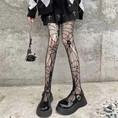 Gothic Dark Girls Skull Hollowed Out Tights Punk Women Sexy Fishnet Black Stockings Goth Lolita Nylon Spider Web Mesh Pantyhose