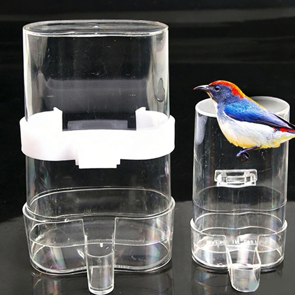 Automatic Feeder Waterer Transparent Acrylic Bird Food Feeder Dispenser Hanging Bird Feeder for Cage