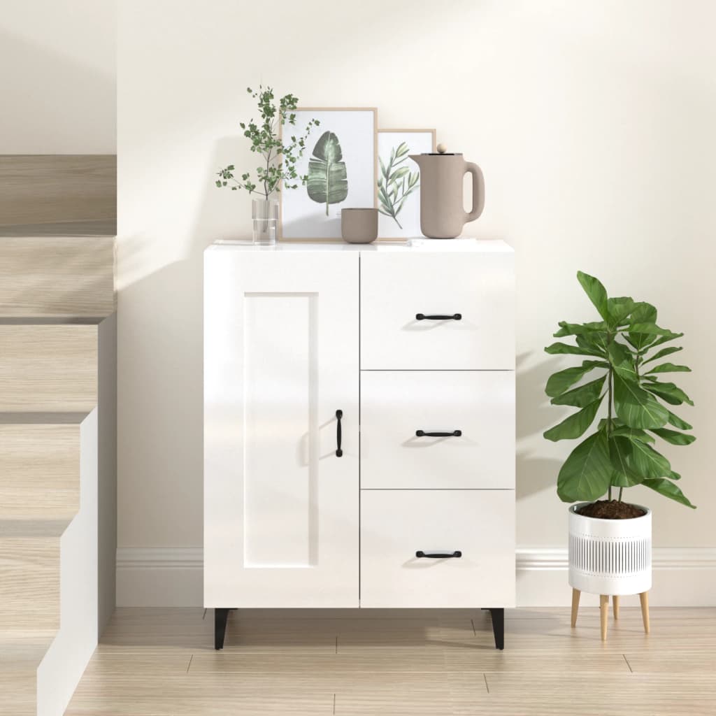 Sideboard High Gloss White 69.5 x 34 x 90 cm Engineered Wood