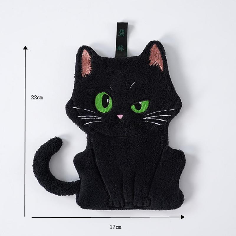 

Мультяшное черное полотенце для рук в форме животных, абсорбирующее полотно для рук, кухонная чистящая салфетка, детское полотенце для ванной для подвешивания