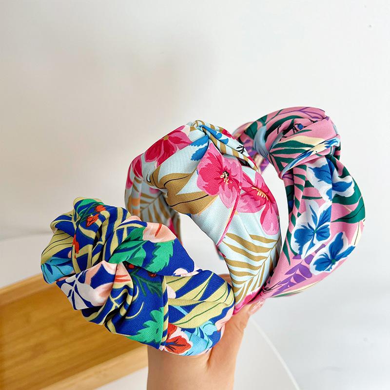 Women Girls Satin Tiedye Flower Big Knot Hairband Headband Adult Hair Accessories Hair Jewley