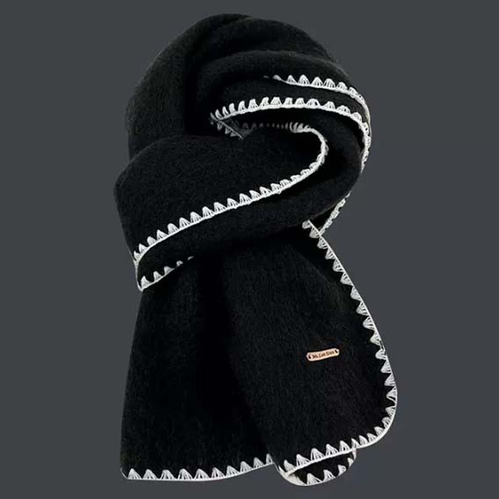 Solid Color Lock Edge Winter Scarf Soft Women Warmer Scarf Long Thickened Neckscarf  Christmas