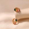 Colorful Zircon Fashion Metal Hoop Earrings 18k Gold Plated Personalized Earrings For Women