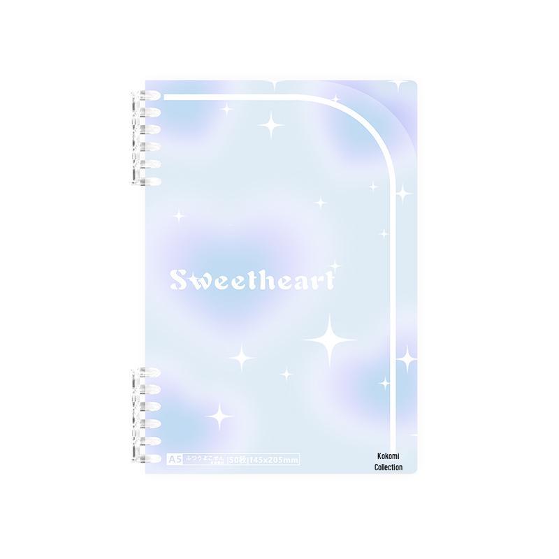 A5 Colorful Loose-Leaf Notebook with Removable 6-Ring Binder and Transparent Cover