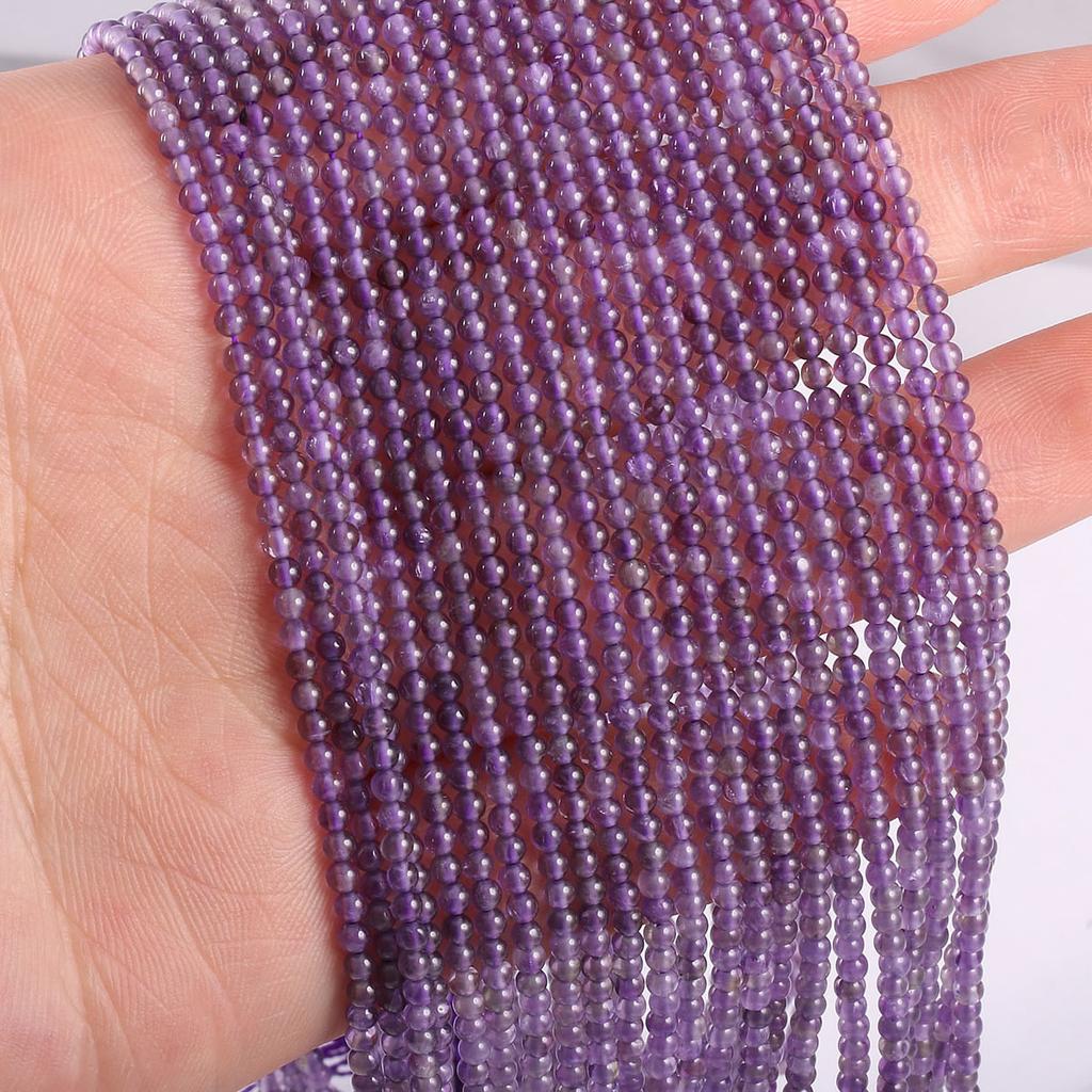 Natural Stone Amethyst Beads 2/3/4/mm Round Smooth Beads For Jewelry Making DIY Earrings Bracelet Necklace Accessory