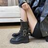 Retro British Martin Boots Women's Early Autumn New Thick Heel Belt Buckle Boots Locomotive Boots Versatile Platform Knight Boots