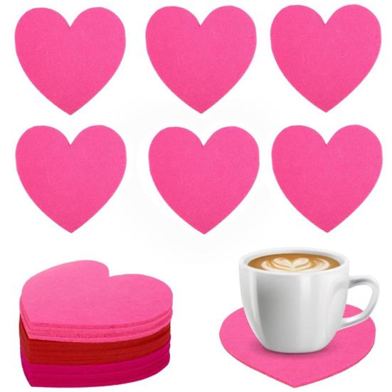6 Stück Valentinstag Filz Herz Getränkeuntersetzer Untersetzer Rot Rosa Liebe für Valentinstag Geburtstag