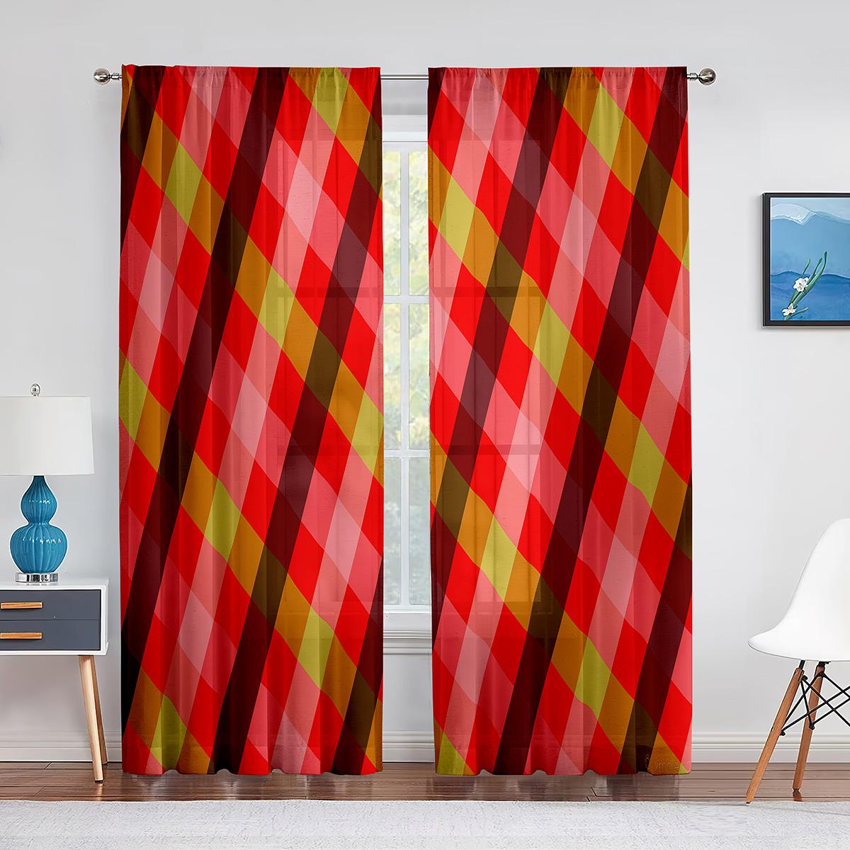 Плед с диагональными линиями и ромбами Тюль Шторы для гостиной Спальня Украшения — фото 3