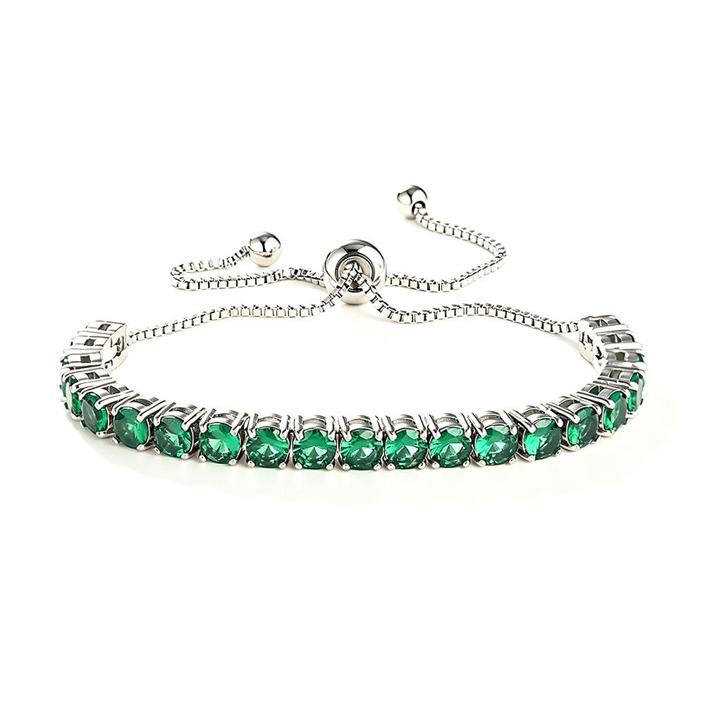 Elegant 4mm Zircon Women's Adjustable Stainless Steel Bracelet