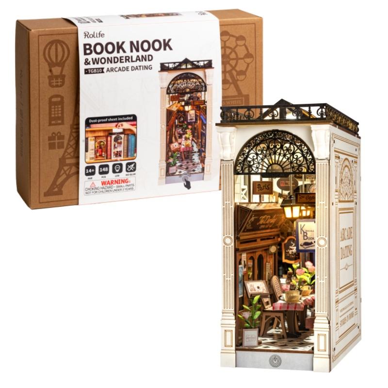 

Robotime Book Nook Kits Arcade Dating Booknook DIY Miniature Dolls House Kit 3D Wooden Puzzle Bookend Bookshelf Decor Gift