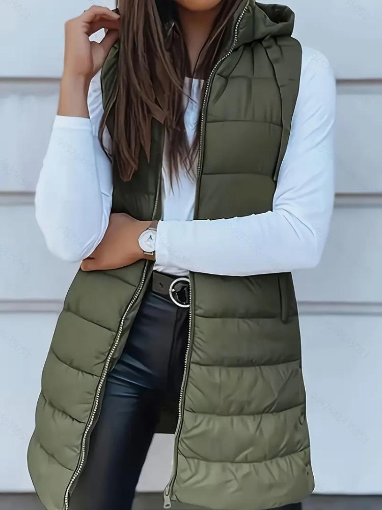 Women's Hooded Puffer Vest, Casual Winter Outfit