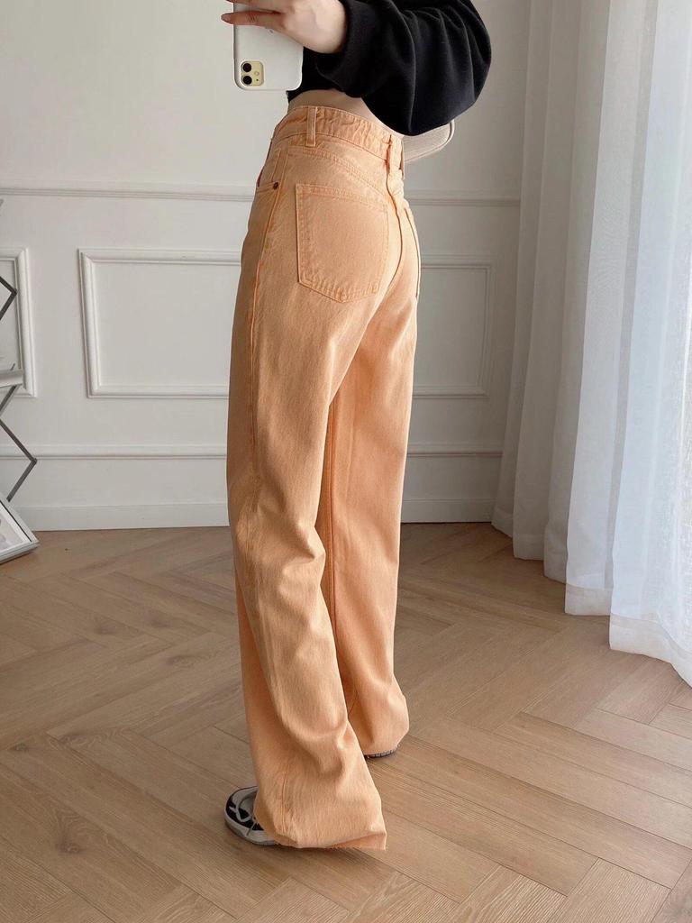 European & American French Design Women's High-Waisted Colored Straight-Leg Jeans - Versatile, Casual, Elegant