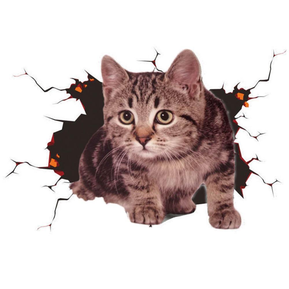 3D Cat Car 3D Cat Stickers Waterproof Cat In The Crack Sticker  Car-Styling