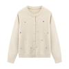 Basic House Women's Wool Blend Button-Front Knit Cardigan