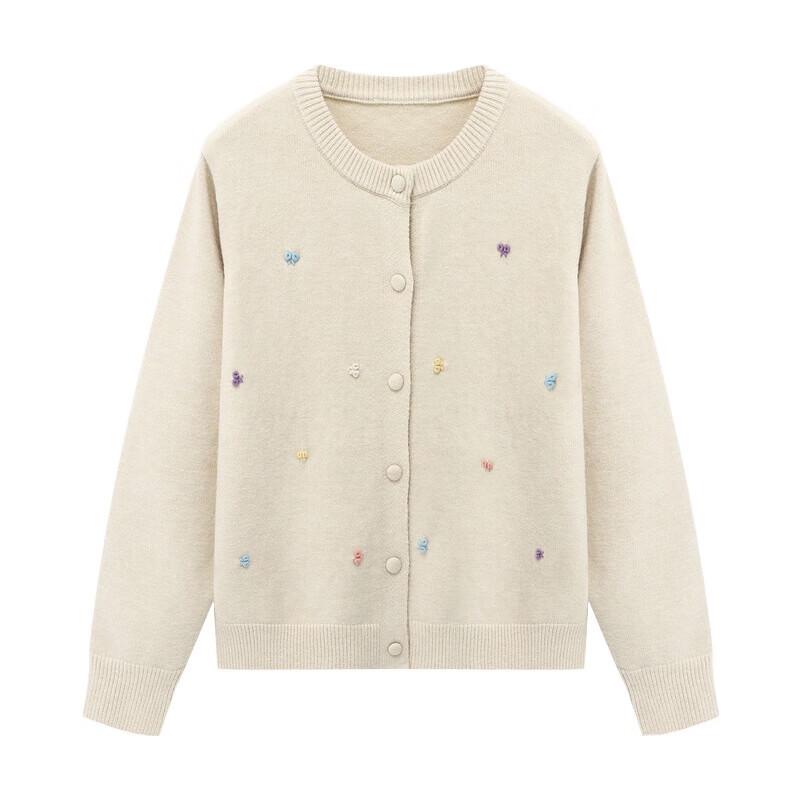 Basic House Women's Wool Blend Button-Front Knit Cardigan