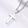 Plain Cross Necklace for Men, Silver Black Gold Color Stainless Steel Simple Cross Pendant Necklace Collar
