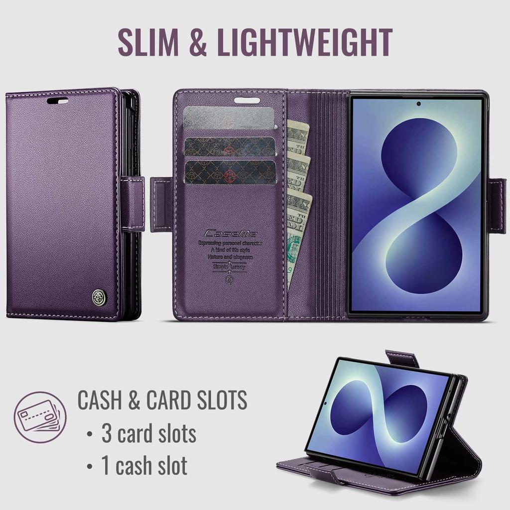 For Samsung Galaxy Z Fold 8 Case Leather Wallet RFID Blocking Card Slot Foldable Kickstand Magnetic Shockproof Luxury Cover