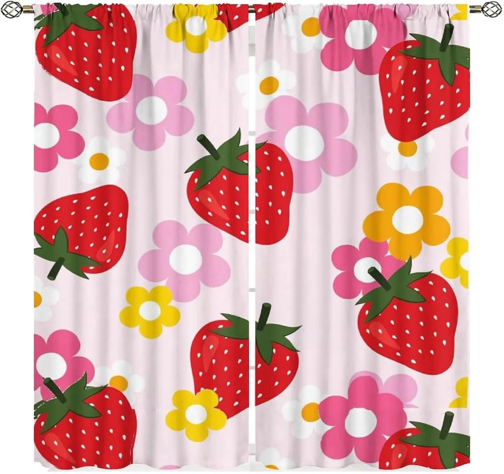 Chef Window Curtains, Fat Funny Cook Theme Curtains For Bedroom & Living Room, Red Black Buffalo Check Plaid Kitchen Drape