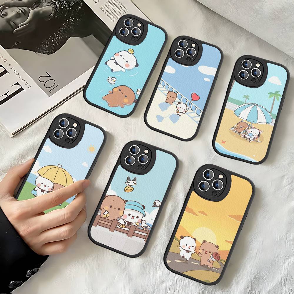 Cute Cartoon Bubu Dudu Phone Case for iPhone 16 15 14 13 Pro Max 11 12 Plus Leather Silicone Cover