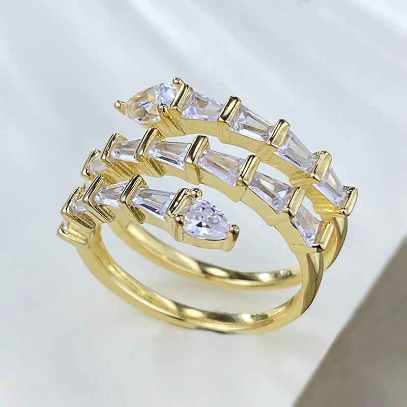 Zhuozhifan S925 Silver Three-Row Pave Snake Ring for Women