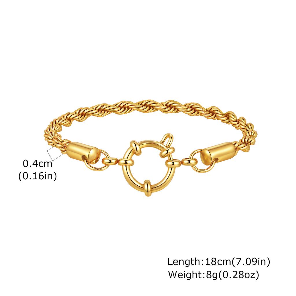 Fashion Stainless Steel Bubble Buckle Gold Bracelet Twist Chain Bead Separator Chain Round Snake Chain Nc Chain Women'S Jewelry 2465