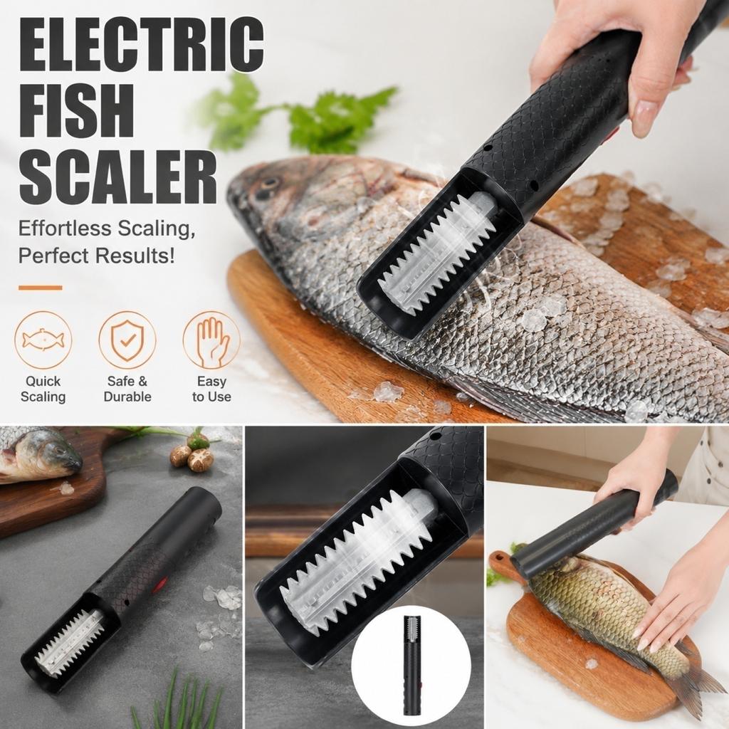 Electric Fish Scale Remover Tool for Home Use Battery Operated Fish Scaler with Ergonomic Handle and Efficient Scale Removal Brush