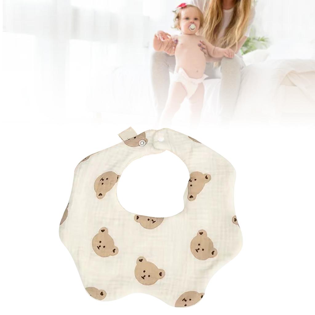 Baby Petal Shape Bib Cotton Lovely Moisture Absorption Soft Breathable Baby Multi Layers Bib Bear Head