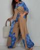 European and American Women's Clothing Spring New Fashion Casual Color Matching Loose Shirt Top Trousers Two-piece Set