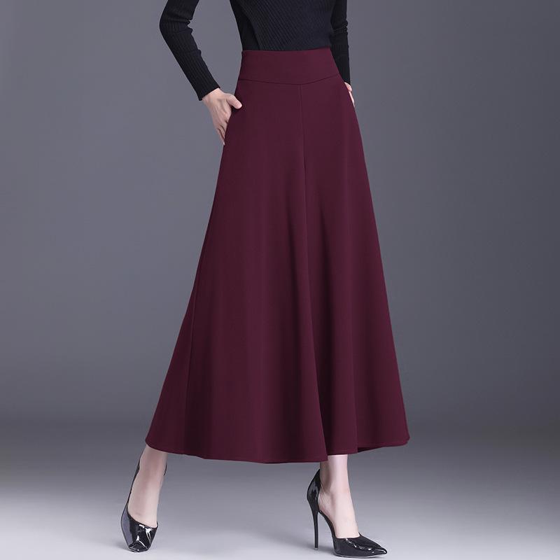 Spring 2026 Elastic Waist Casual Wide-Leg Skirt Pants