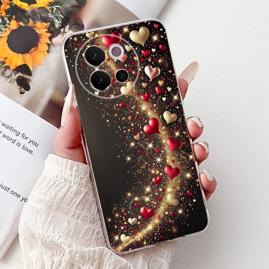 For Vivo V40 Lite 5G Case Transparent Silicone Soft TPU Back Cover Lovely Heart Case For Vivo V40Lite 5G V2341 Shockproof Bumper
