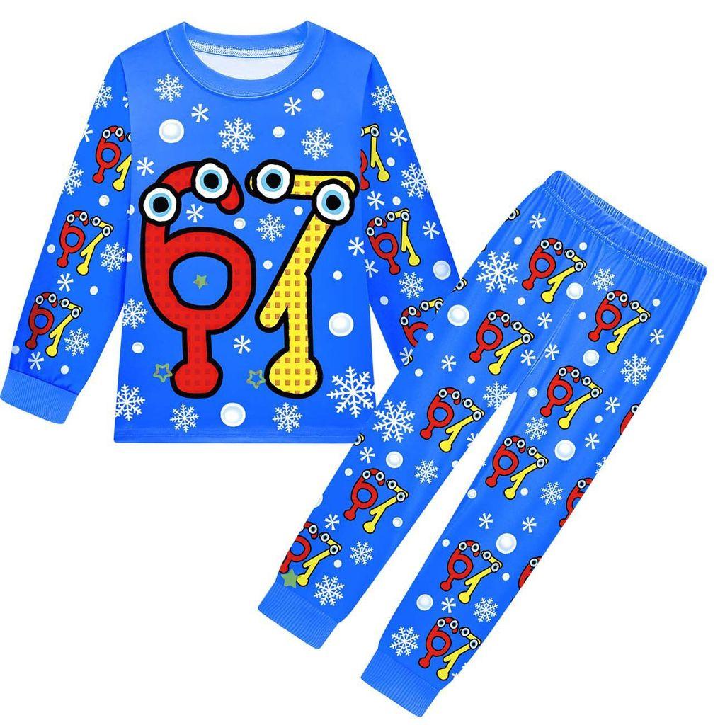 19700 Kids Boys Girls Steal a Brainrot 67 Six Seven Print Long Sleeves T-Shirt Pants Pajamas Sleepwear Sets