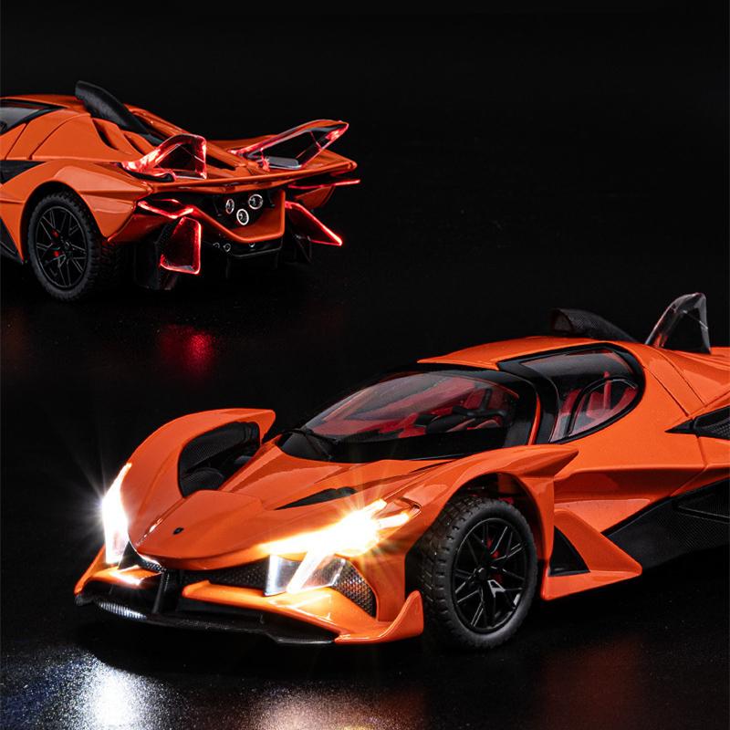 1:24 Apollo Projekt EVO Legierung Sportwagen Modell Druckguss Metall Konzept Rennwagen Fahrzeugmodell Ton und Licht Kinderspielzeug Geschenk